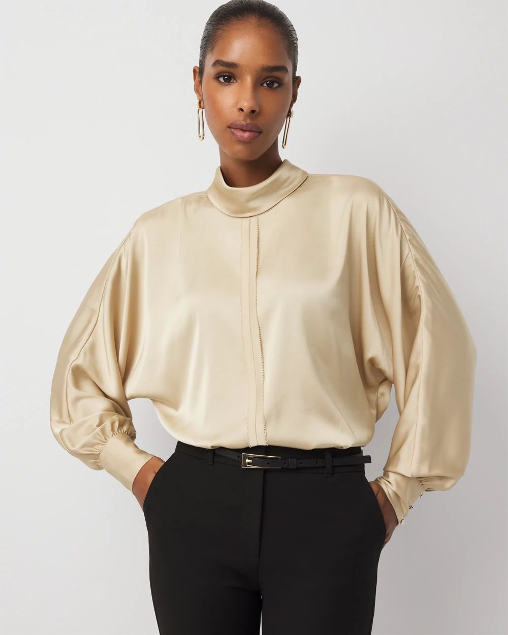 Tie Back Satin Blouse | White House Black Market